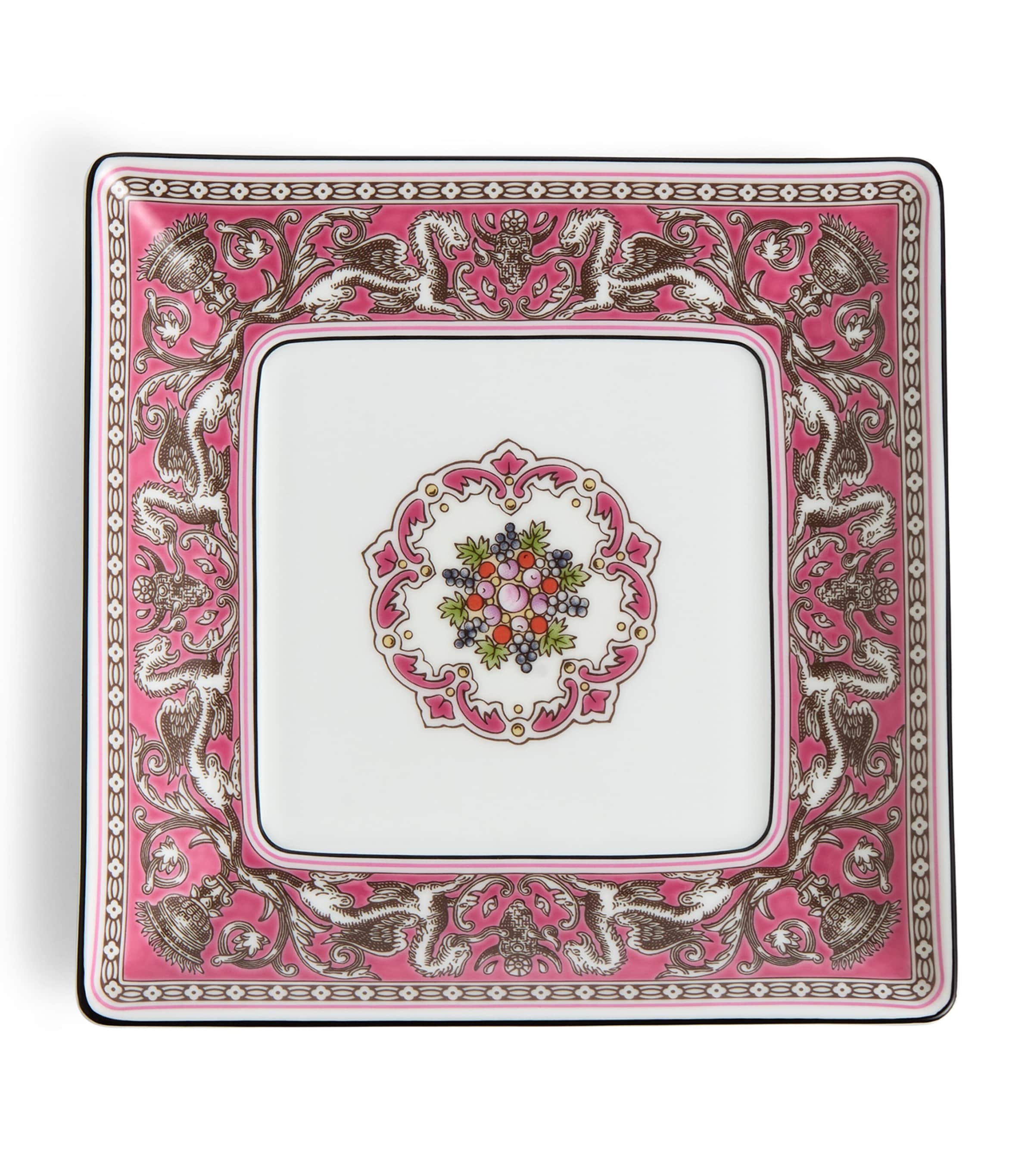 Wedgwood Florentine Fuchsia Square Tray In Pink