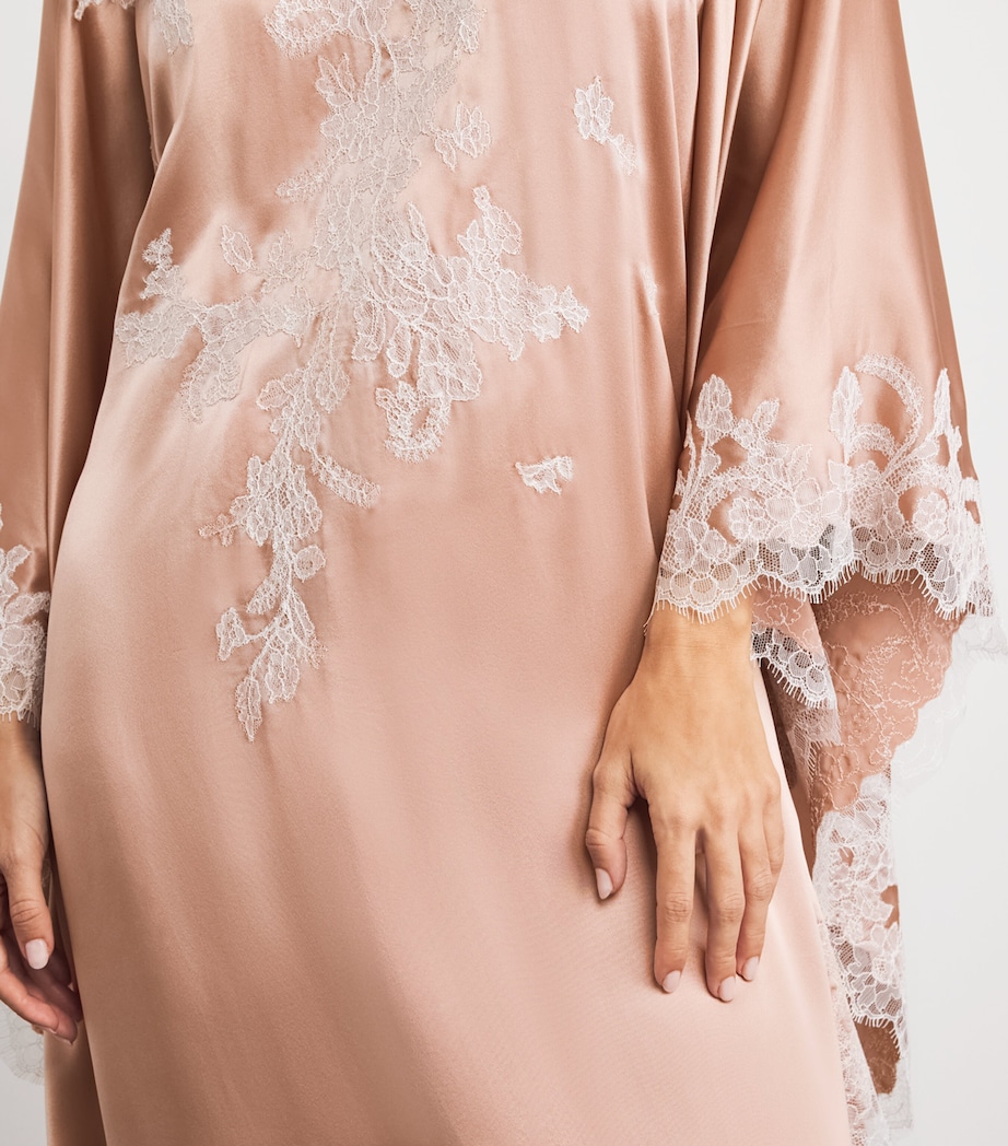Silk Lace Tokoni Kaftan OLD ROSE/WHITE Image 4