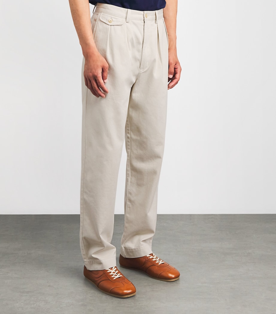 Polo Ralph Lauren Mens Cotton Pleated Whitman Chinos New Stone Image 4