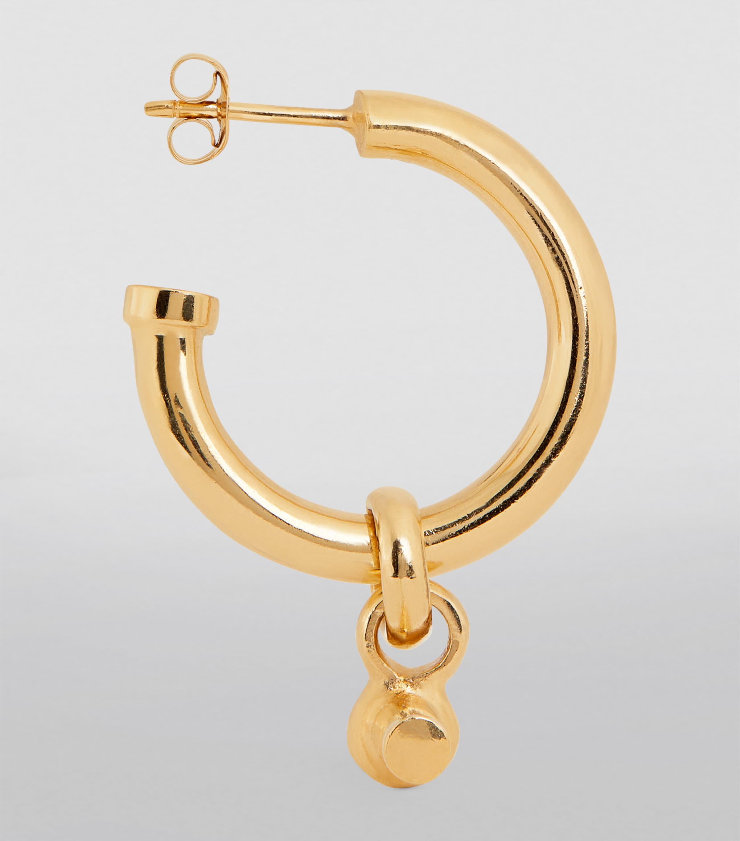 TILLY SVEAAS Large Gold-Plated T-Bar Hoop Earrings Gold Image 3